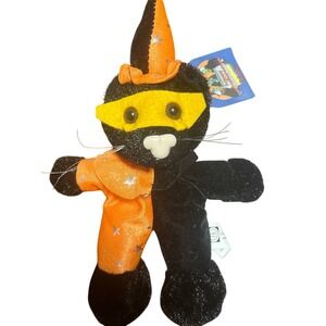 K&K Games Halloween Creature Black Cat Bean Bag Plush Jester Costume Orange Star